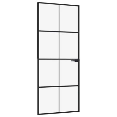Vidaxl binnendeur 83x201,5 cm gehard glas en aluminium smal zwart