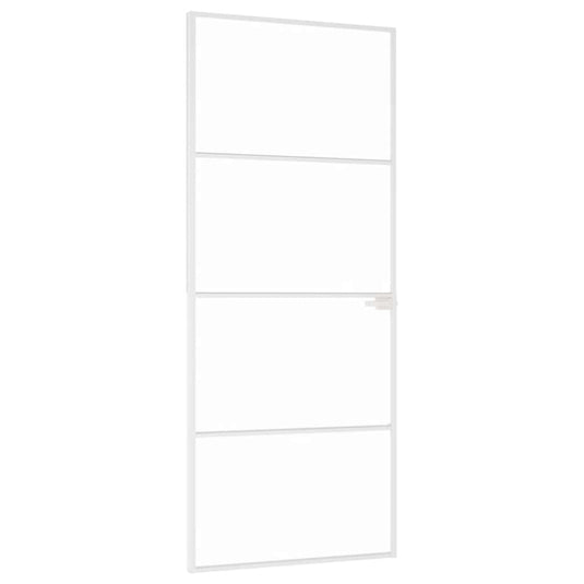 VidaXL Binnendeur 83x201,5 cm gehard glas en aluminium smal wit