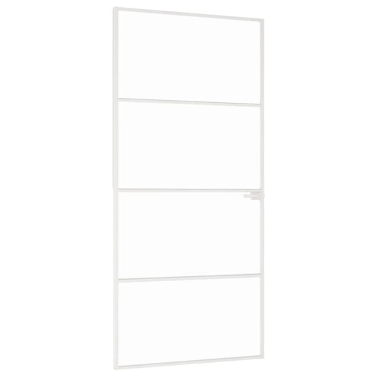 VidaXL Binnendeur 93x201,5 cm gehard glas en aluminium smal wit