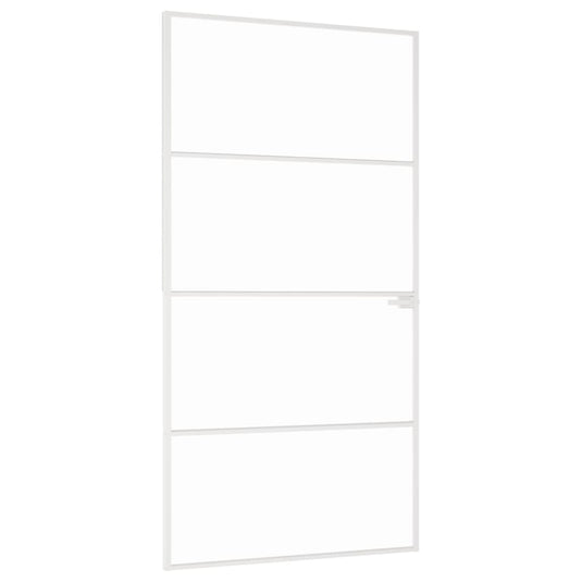 VidaXL Binnendeur 102x201,5 cm gehard glas en aluminium smal wit