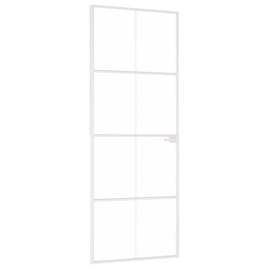 Vidaxl binnendeur 76x201,5 cm gehard glas en aluminium smal wit