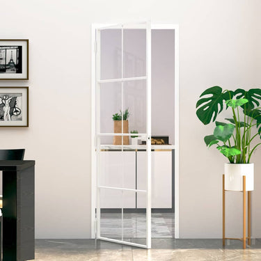 Vidaxl binnendeur 76x201,5 cm gehard glas en aluminium smal wit