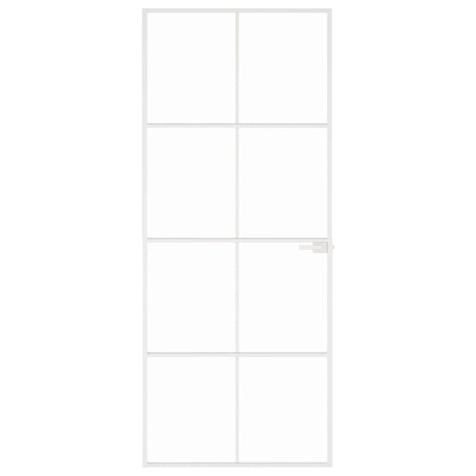 Vidaxl binnendeur 83x201,5 cm gehard glas en aluminium smal wit