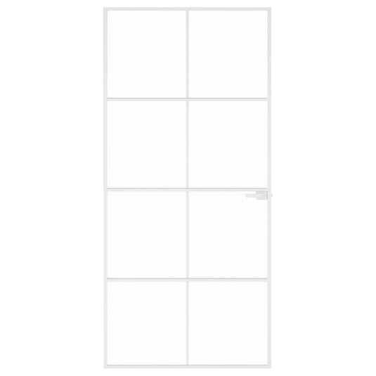 Vidaxl binnendeur 93x201,5 cm gehard glas en aluminium smal wit