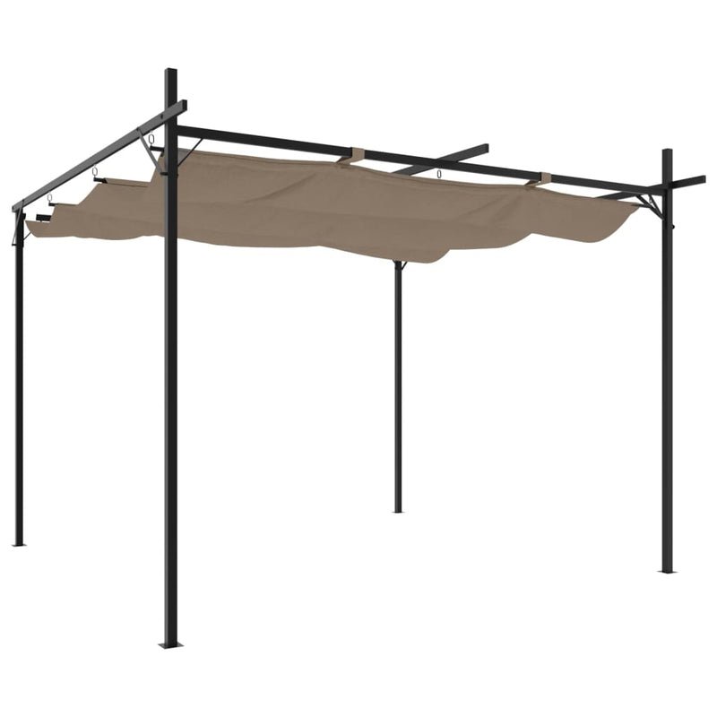Afbeelding laden in galerijviewer, Vidaxl pergola met uitschuifbaar dak 295x292x230 taupe
