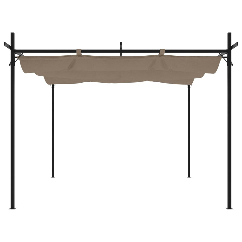 Afbeelding laden in galerijviewer, Vidaxl pergola met uitschuifbaar dak 295x292x230 taupe
