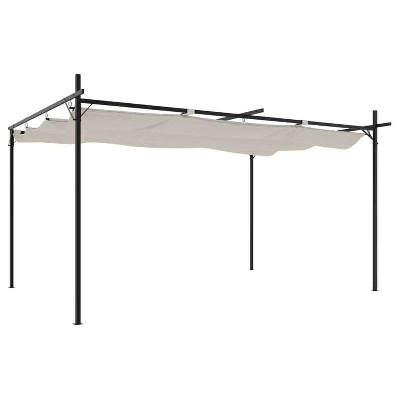 Afbeelding laden in galerijviewer, Vidaxl pergola met uitschuifbaar dak 395x292x230 crèmekleurig
