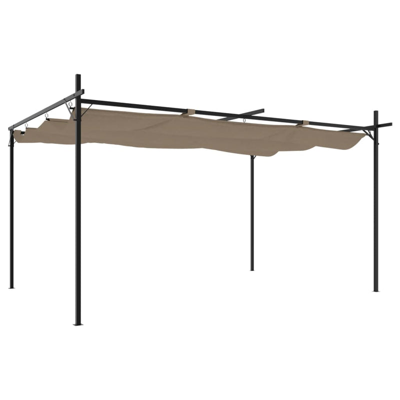 Afbeelding laden in galerijviewer, Vidaxl pergola met uitschuifbaar dak 395x292x230 taupe
