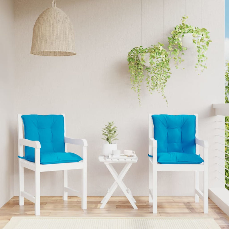 Load image into Gallery viewer, VidaXL Tuinstoelkussens 2 st lage rug 100x50x7 cm stof blauw
