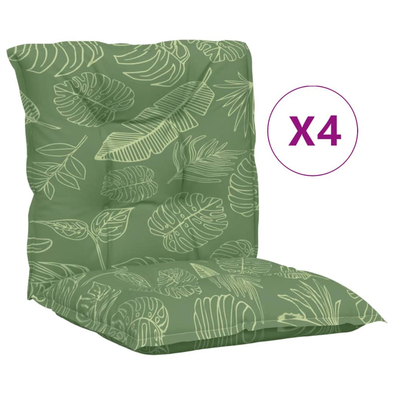 Load image into Gallery viewer, Vidaxl stoelkussens 4 st lage rug bladpatroon stof
