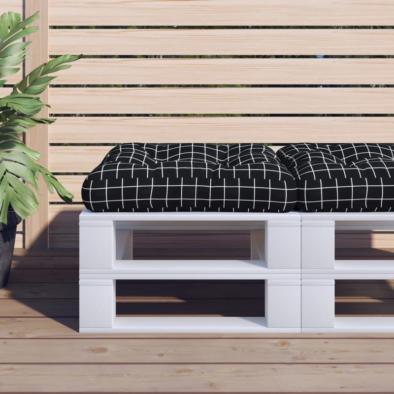 Load image into Gallery viewer, Vidaxl palletkussen ruitpatroon 50x50x12 cm stof zwart
