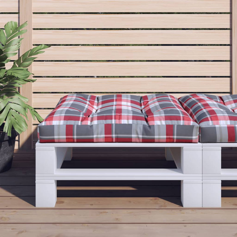 Load image into Gallery viewer, Vidaxl palletkussen 70x70x12 cm stof ruitpatroon rood

