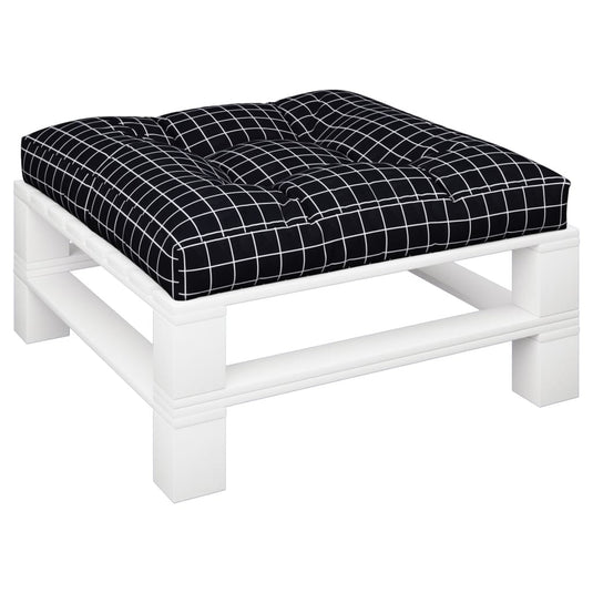 Vidaxl palletkussen ruitpatroon 80x80x12 cm stof zwart