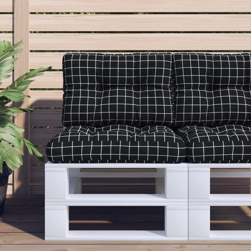Load image into Gallery viewer, Vidaxl palletkussen ruitpatroon 60x40x12 cm stof zwart

