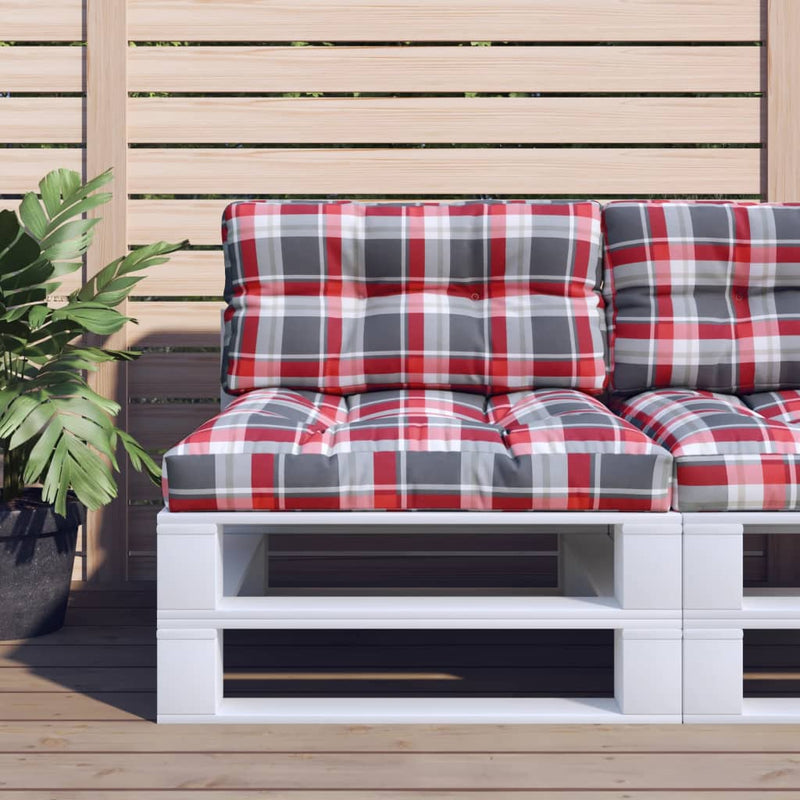 Load image into Gallery viewer, Vidaxl palletkussens 2 st stof ruitpatroon rood
