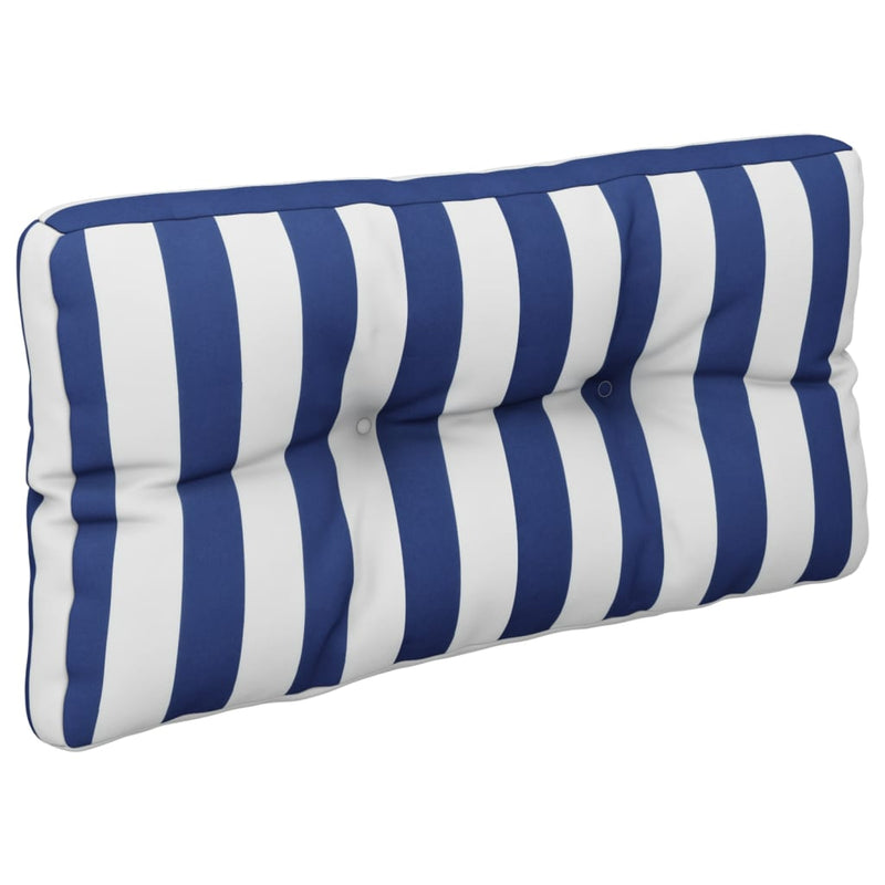 Load image into Gallery viewer, Vidaxl palletkussens 2 st stof gestreept wit en blauw
