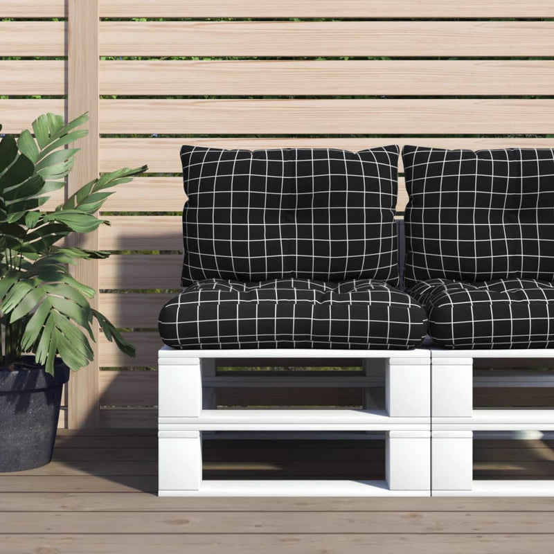 Load image into Gallery viewer, VidaXL Palletkussens 2 st ruitpatroon oxford stof zwart
