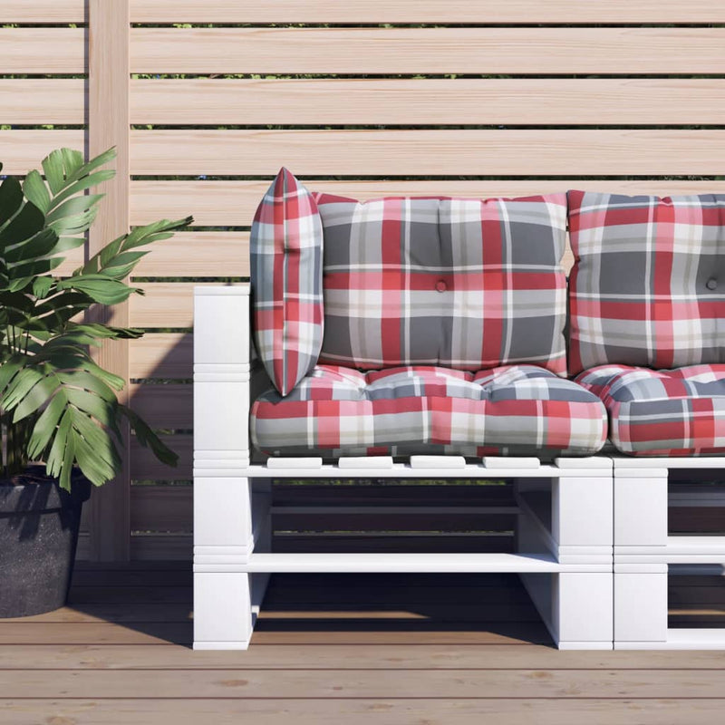 Load image into Gallery viewer, Vidaxl palletkussens 3 st ruitpatroon stof rood
