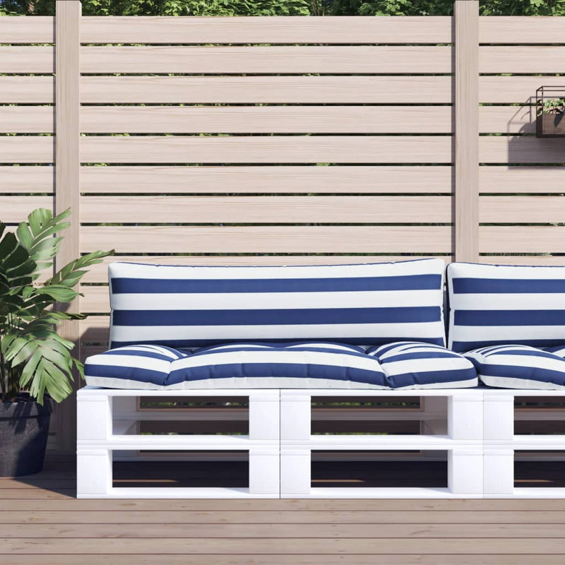 Load image into Gallery viewer, Vidaxl palletkussens 2 st gestreept oxford stof wit en blauw
