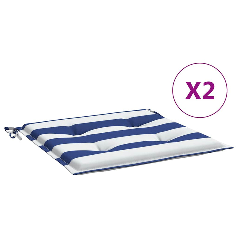 Load image into Gallery viewer, Vidaxl tuinstoelkussens 2 st gestreept 40x40x4 cm stof wit en blauw
