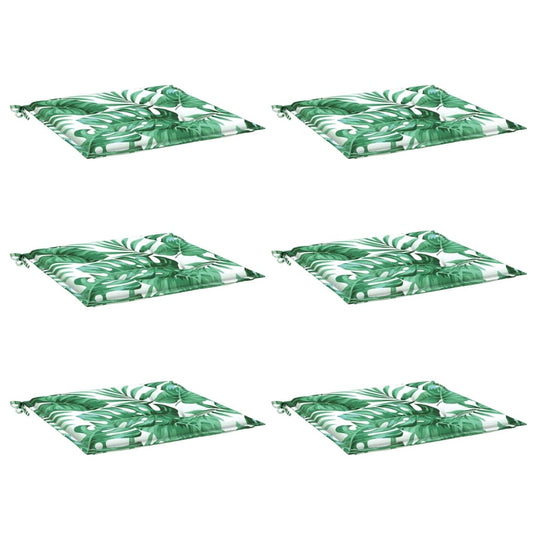 Vidaxl stoelkussens 6 st bladpatroon 50x50x4 cm stof