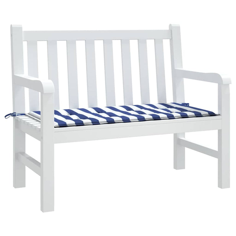 Afbeelding laden in galerijviewer, Vidaxl tuinbankkussen gestreept 120x50x4 cm oxford stof wit en blauw

