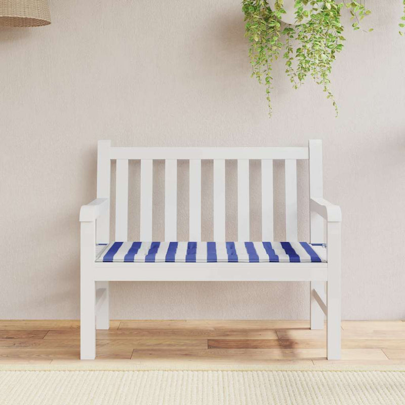 Afbeelding laden in galerijviewer, Vidaxl tuinbankkussen gestreept 120x50x4 cm oxford stof wit en blauw
