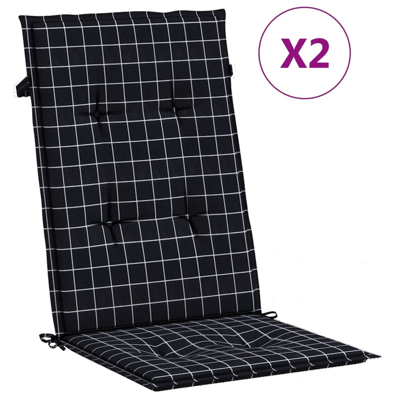 Load image into Gallery viewer, Vidaxl stoelkussens 2 st hoge rug ruitpatroon stof zwart
