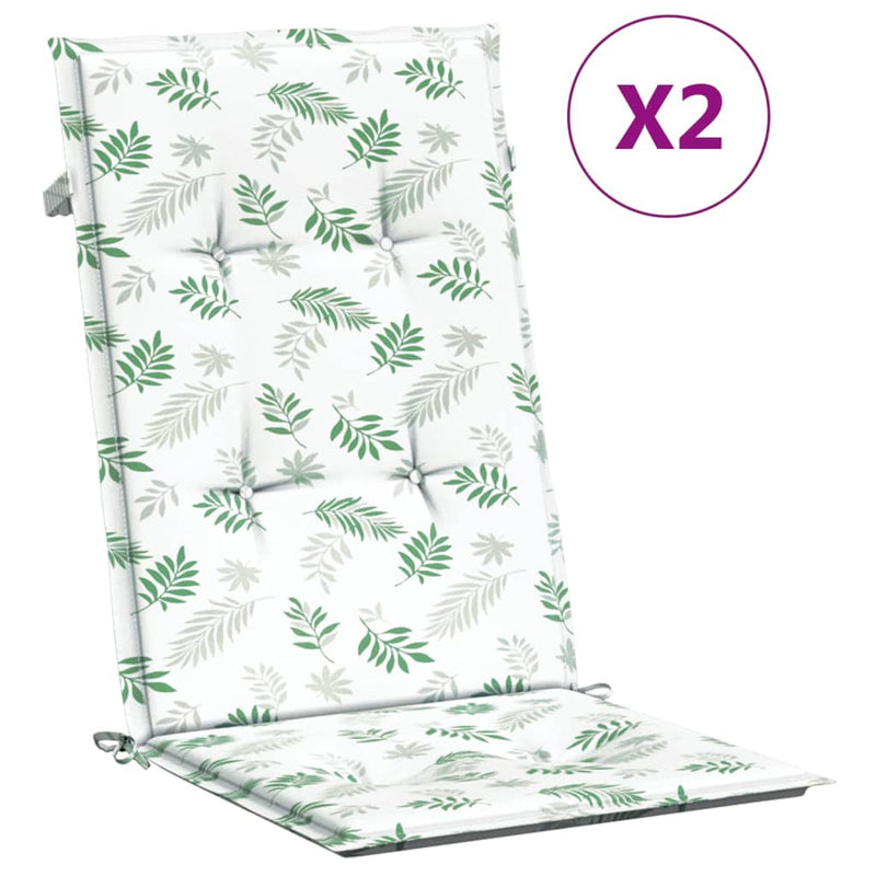 Load image into Gallery viewer, Vidaxl stoelkussens 2 st hoge rug bladpatroon stof
