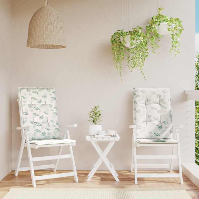Load image into Gallery viewer, Vidaxl stoelkussens 2 st hoge rug bladpatroon stof
