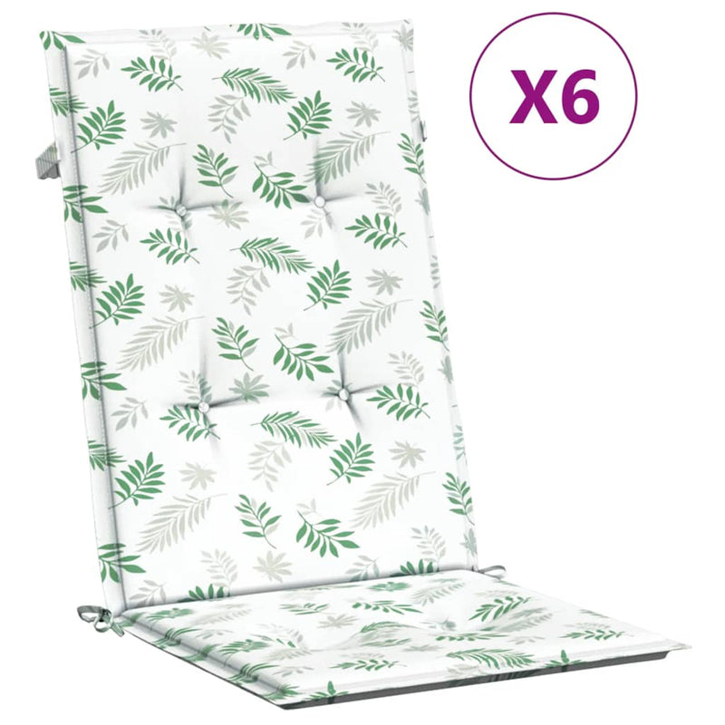 Load image into Gallery viewer, Vidaxl stoelkussens 6 st hoge rug bladpatroon stof
