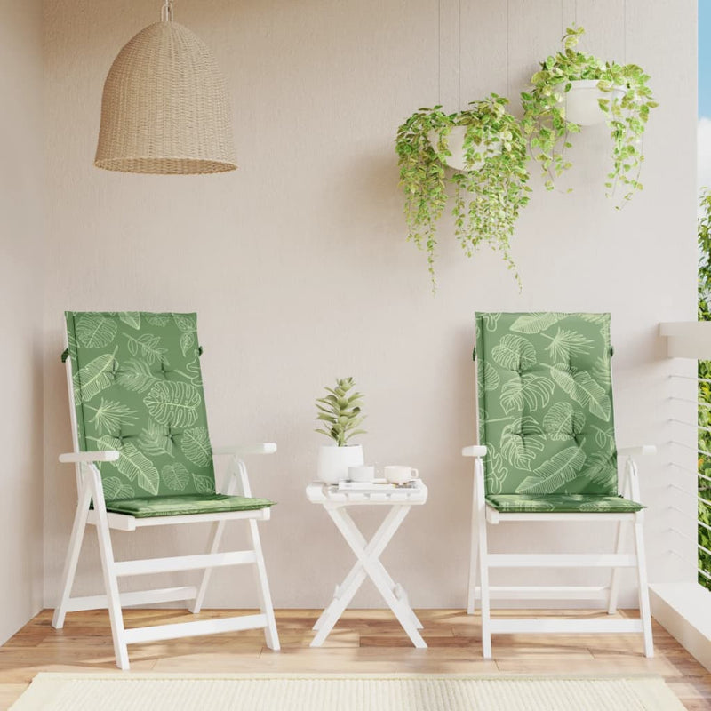 Load image into Gallery viewer, Vidaxl stoelkussens 2 st hoge rug bladpatroon stof
