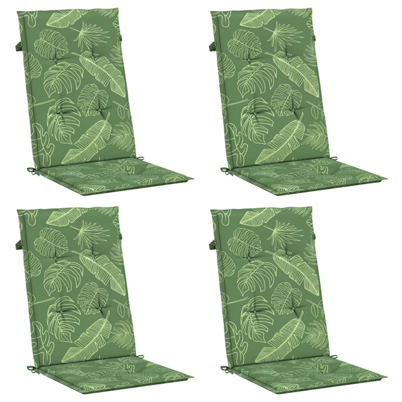 Load image into Gallery viewer, Vidaxl stoelkussens 4 st hoge rug bladpatroon stof

