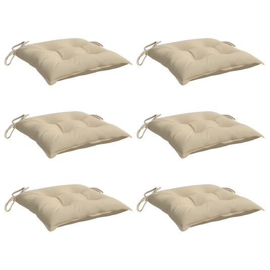 Vidaxl stoelkussens 6 st 40x40x7 cm oxford stof beige