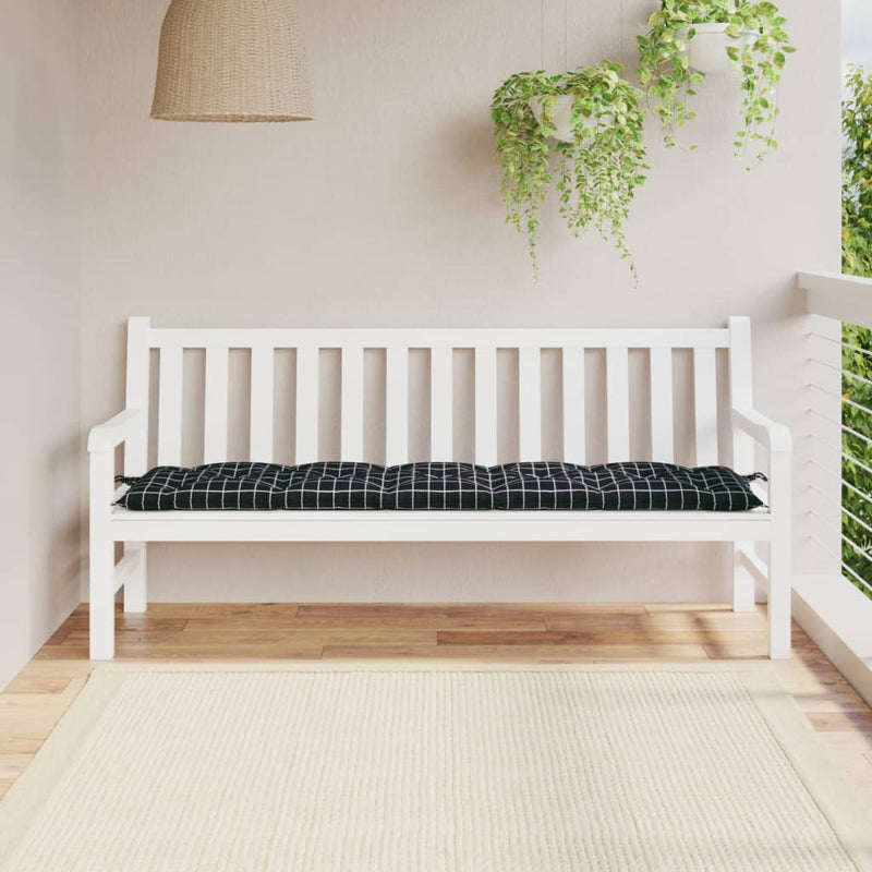 Afbeelding laden in galerijviewer, Vidaxl tuinbankkussen 180x50x7 cm oxford stof ruitpatroon zwart
