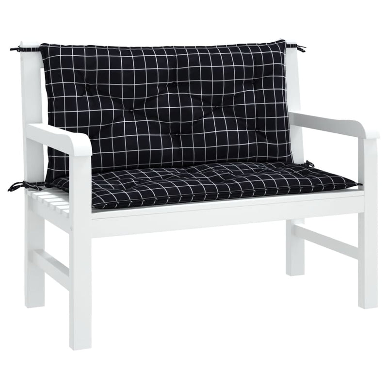 Load image into Gallery viewer, VidaXL Tuinbankkussens 2 st ruitpatroon 100x50x7 cm stof zwart

