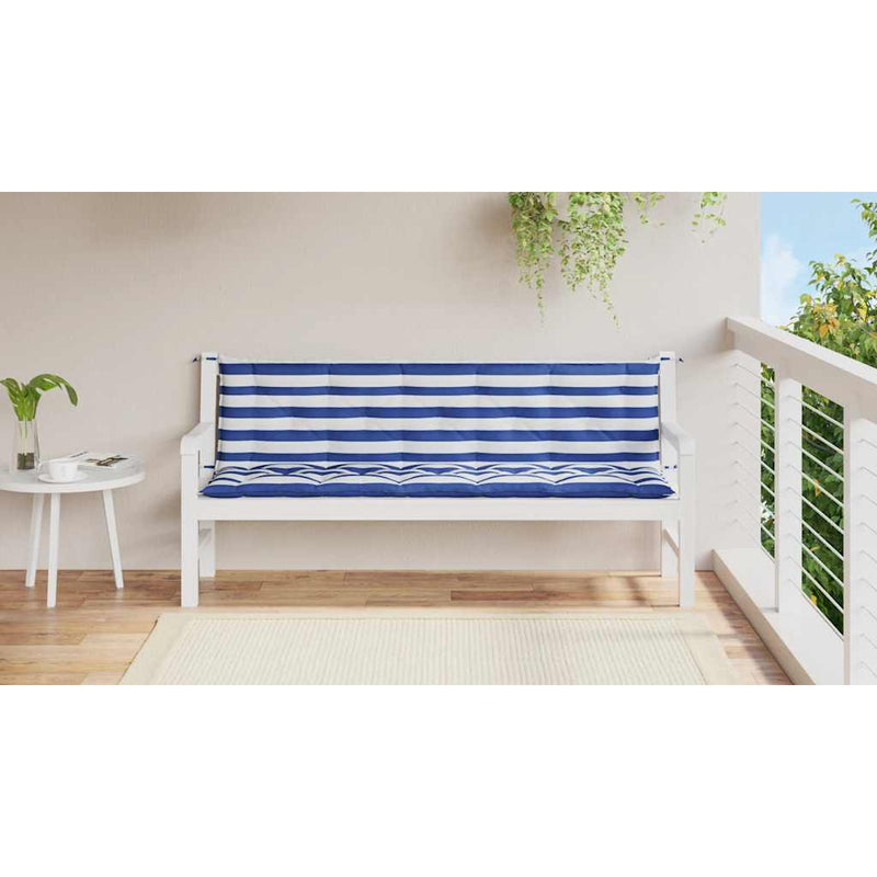 Load image into Gallery viewer, Vidaxl tuinbankkussens 2 st oxford stof gestreept wit en blauw
