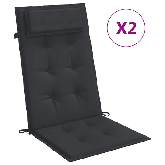 Vidaxl stoelkussens 2 st hoge rug oxford stof zwart