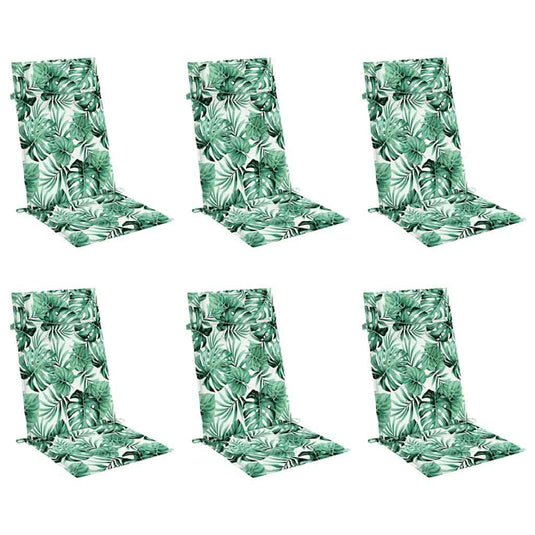 Vidaxl stoelkussens 6 st hoge rug bladpatroon oxford stof