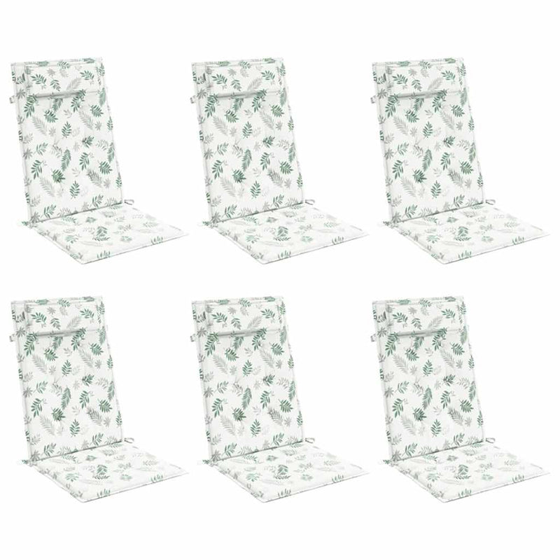 Load image into Gallery viewer, Vidaxl stoelkussens 6 st hoge rug bladpatroon oxford stof
