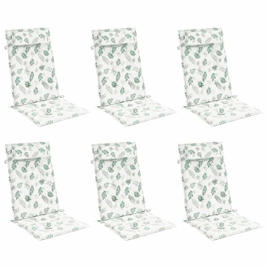 Vidaxl stoelkussens 6 st hoge rug bladpatroon oxford stof