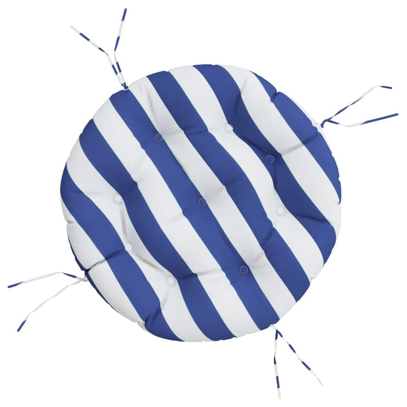 Load image into Gallery viewer, VidaXL Zitkussen rond gestreept Ø 60x11 cm oxford stof blauw wit
