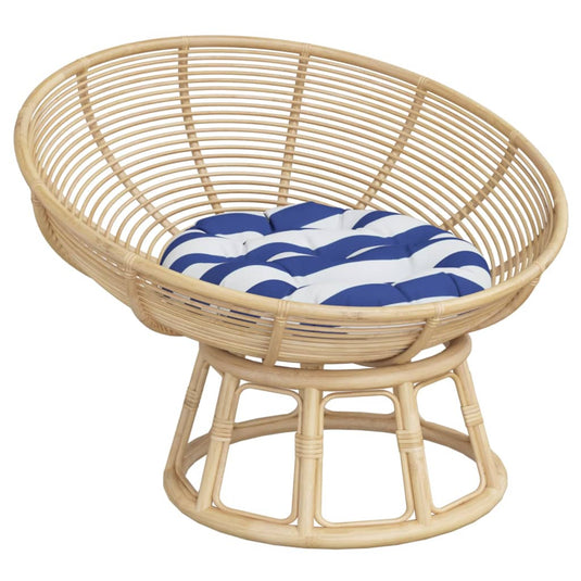 VidaXL Zitkussen rond gestreept Ø 60x11 cm oxford stof blauw wit