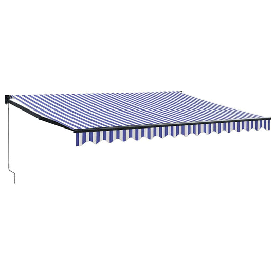 Vidaxl luifel uittrekbaar 4x3 m stof en aluminium blauw en wit