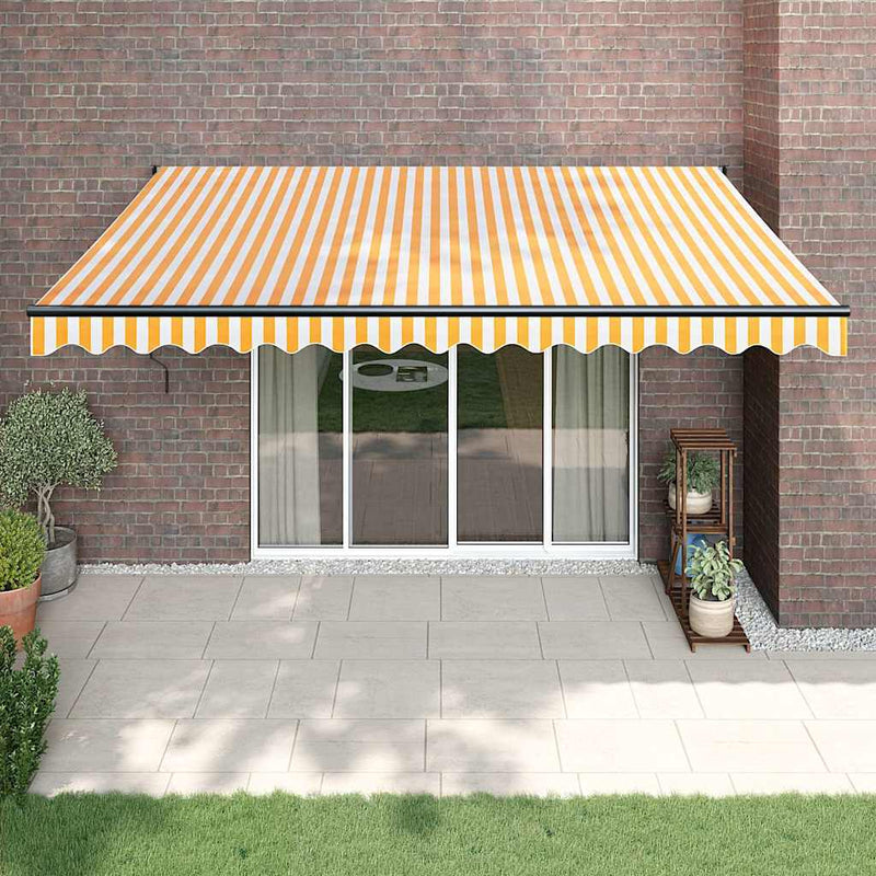Load image into Gallery viewer, Vidaxl luifel uittrekbaar 4x3 m stof en aluminium geel en wit

