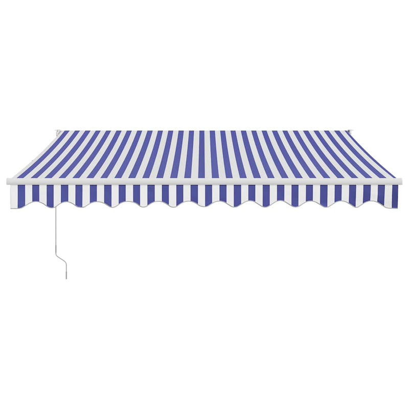 Afbeelding laden in galerijviewer, Vidaxl luifel elektrisch uitschuifbaar 3,5x2,5 m blauw en wit

