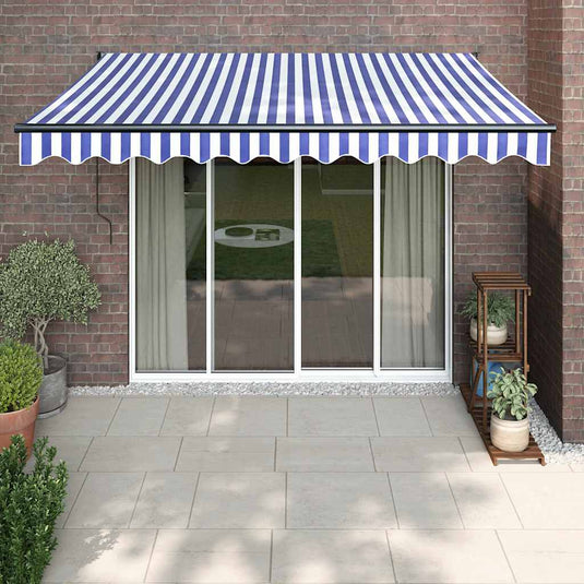 Vidaxl luifel elektrisch uitschuifbaar 3,5x2,5 m blauw en wit