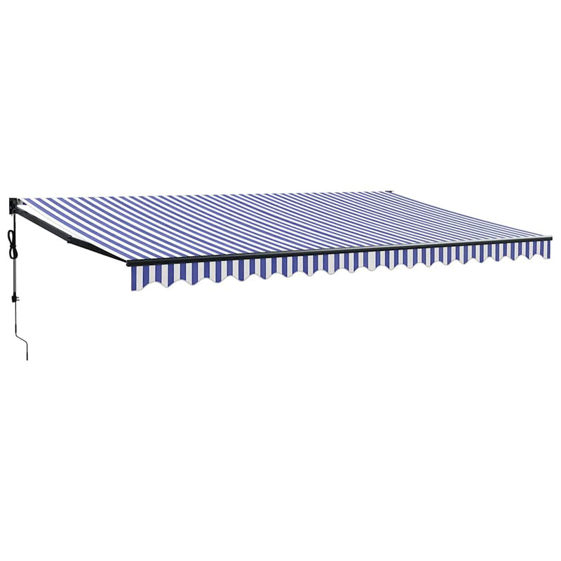 Load image into Gallery viewer, Vidaxl luifel automatisch uitschuifbaar 5x3 m blauw en wit

