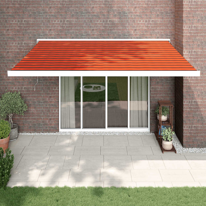 Load image into Gallery viewer, VidaXL Luifel uittrekbaar 4,5x3 m stof en aluminium oranje en bruin
