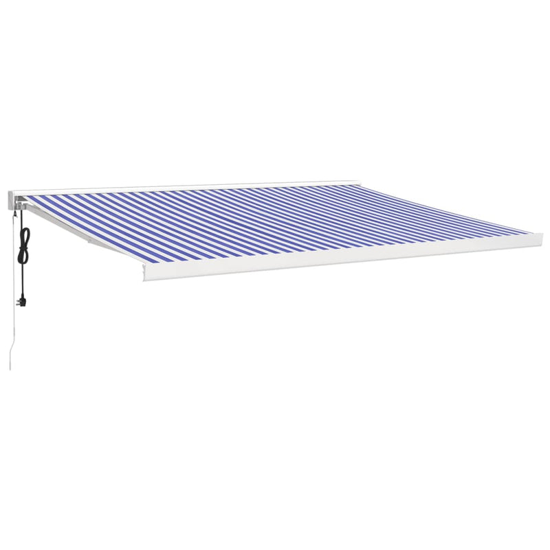Load image into Gallery viewer, VidaXL Luifel uittrekbaar 4x3 m stof en aluminium blauw en wit
